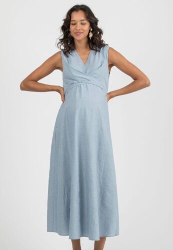 ATTESA,Kleid aus Leinen-Viskose-Mischung, zum Stillen geeignet